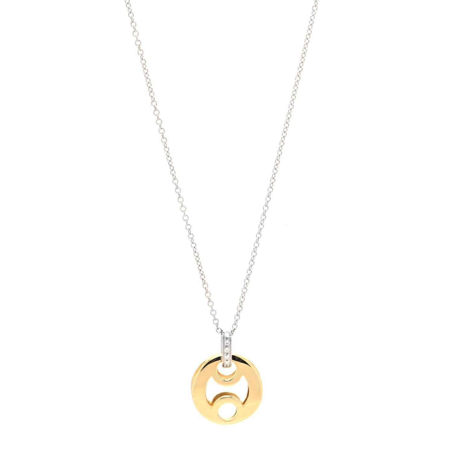 Roberto Coin 18K Yellow White Gold Diamond Cutout Pendant Necklace 1 of 5