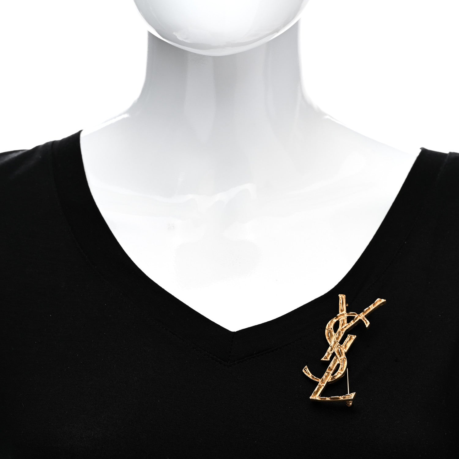 Saint Laurent Monogram Crocodile Opyum Brooch Gold 2 of 5