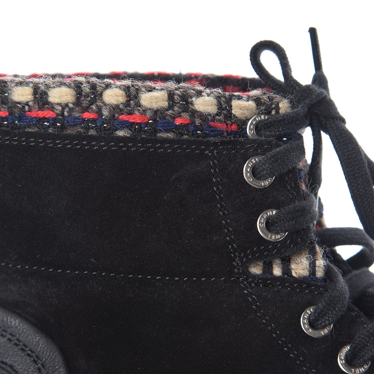 Suede Calfskin Tweed High Top Sneakers 36.5 Black
