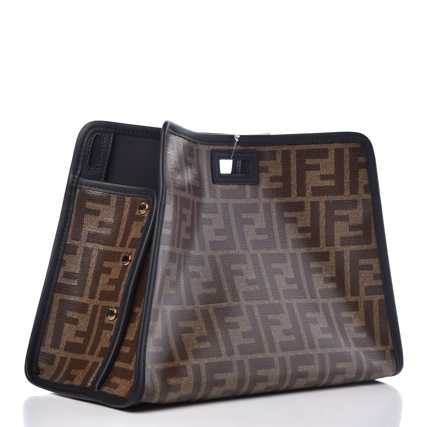 Glazed Fabric Vitello Century FF 1974 Stamp Patch Mini Peekaboo Defender Cover Mogano Panna Black