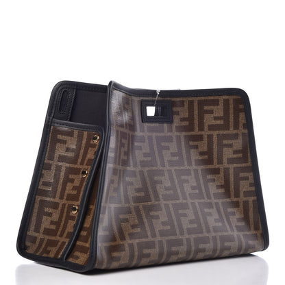 Fendi Glazed Fabric Vitello Century FF 1974 Stamp Patch Mini Peekaboo Defender Cover Mogano Panna Black 3 of 7