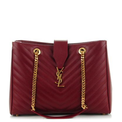 Saint Laurent Grain De Poudre Matelasse Chevron Monogram Shopping Bag Oxblood 1 of 7