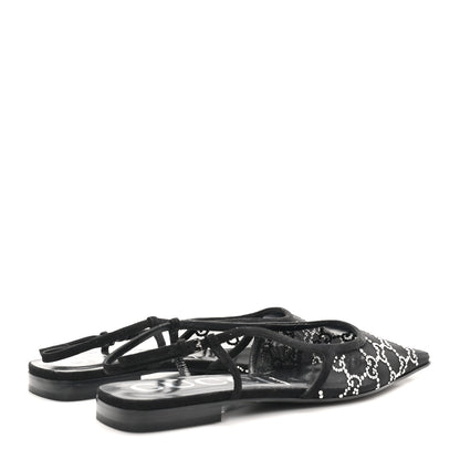 Gucci Tela Retino Kid Scamosciato Crystal GG Monogram Square Demi Ballet Flats 40 Black 5 of 9