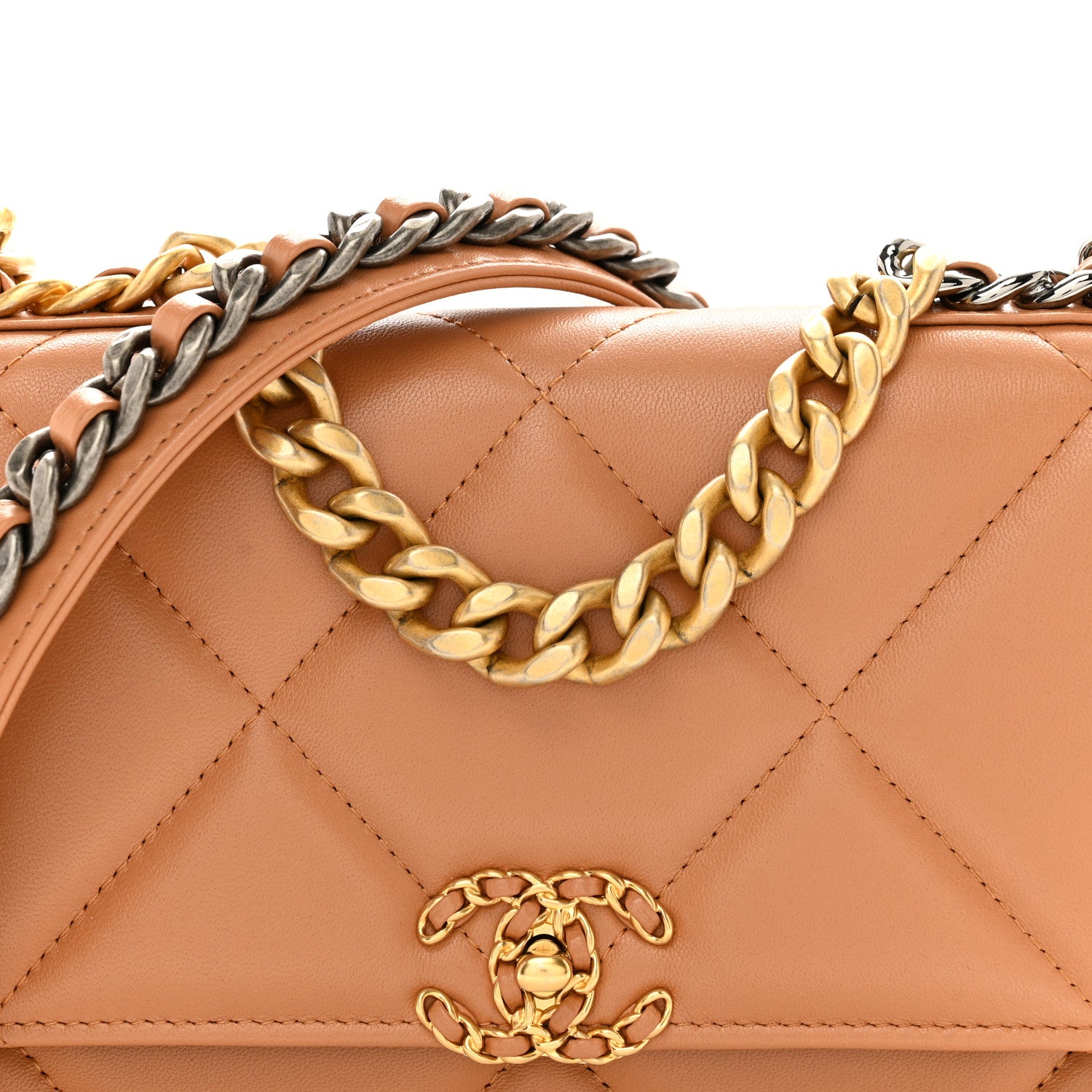 Chanel Lambskin Quilted Chanel 19 Wallet On Chain WOC Brown 9 of 13