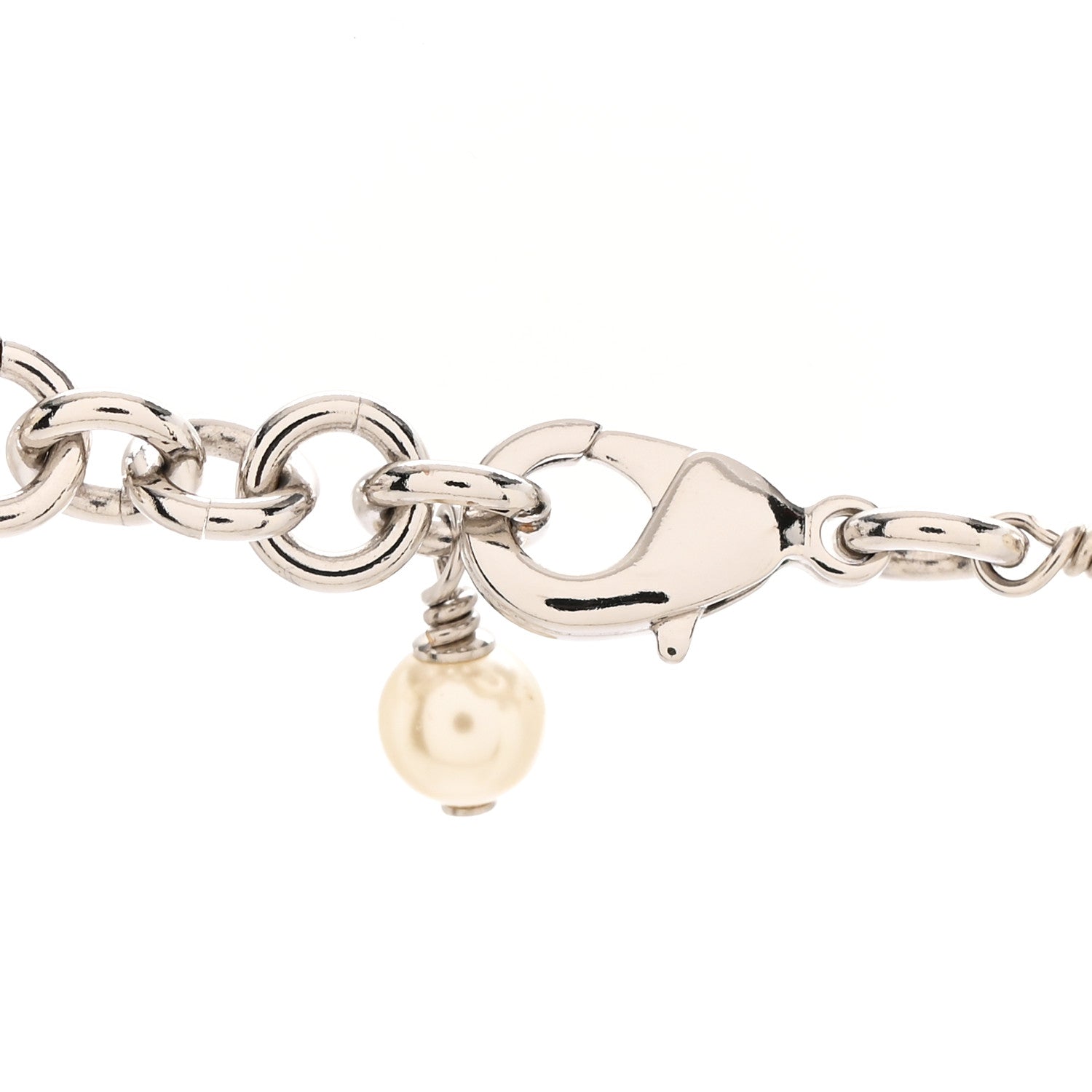Chanel Graduated Pearl Crystal CC Long Necklace Silver 5 of 7