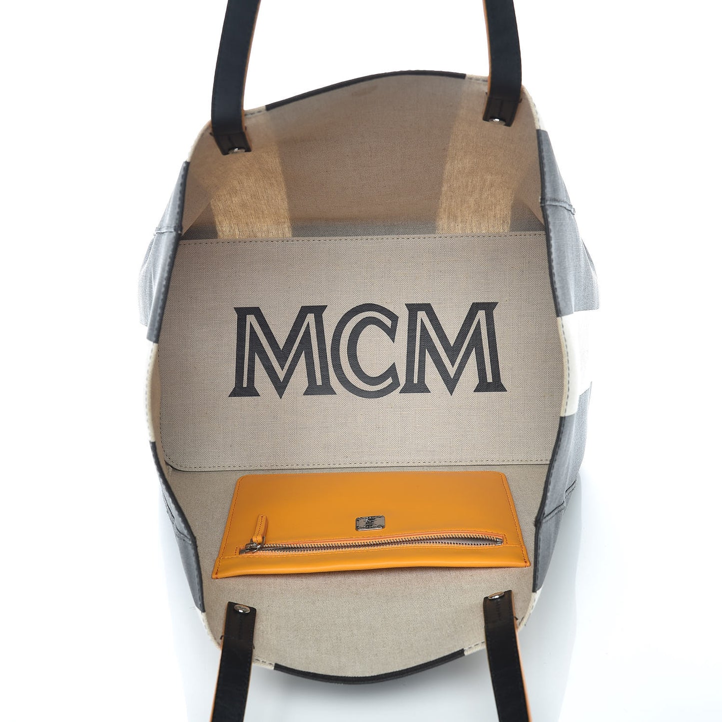 Canvas Stripe Shopper Tote Black White