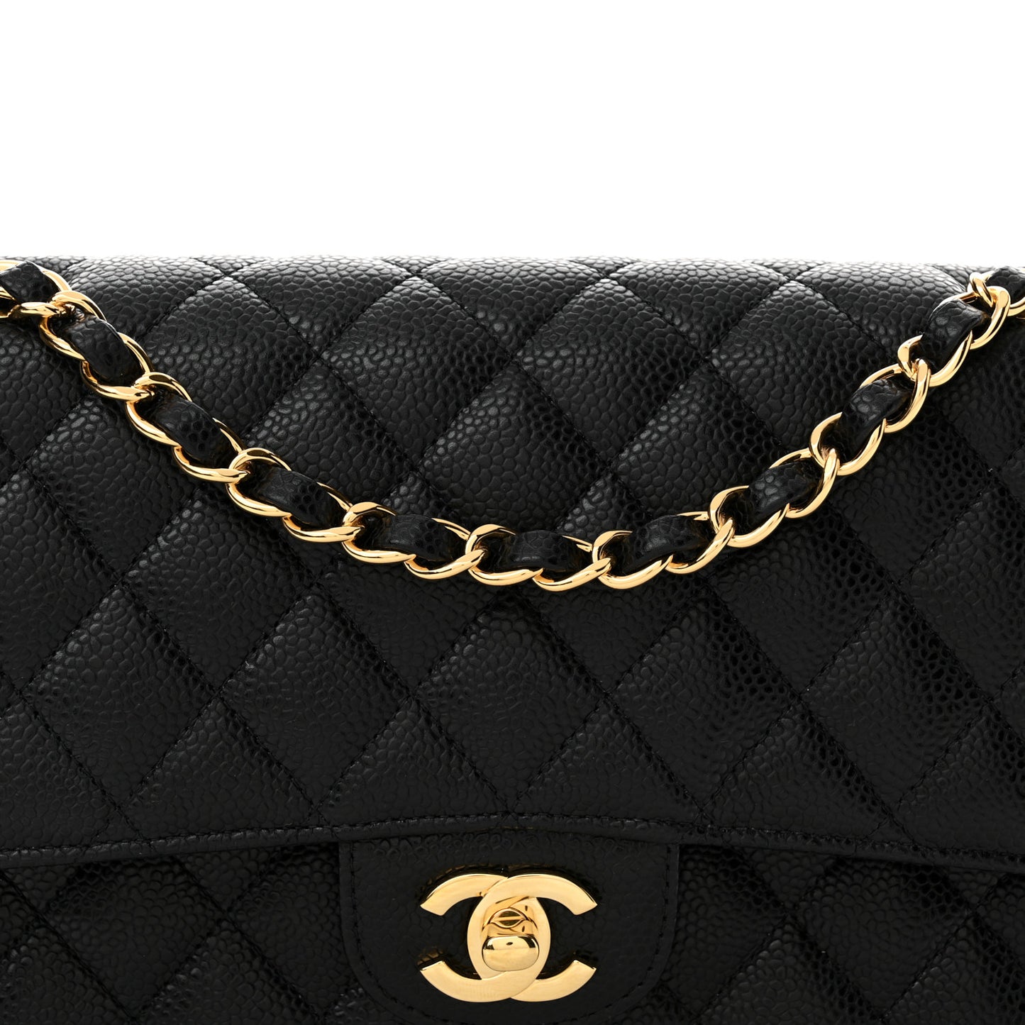 Caviar Quilted Medium Double Flap Black