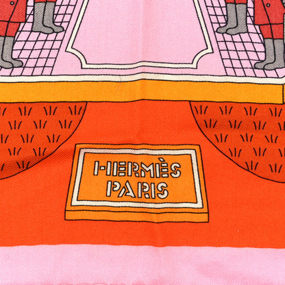 Hermes Cashmere Silk La Maison des Carres Shawl 140 Orange Rose Soleil 2 of 3