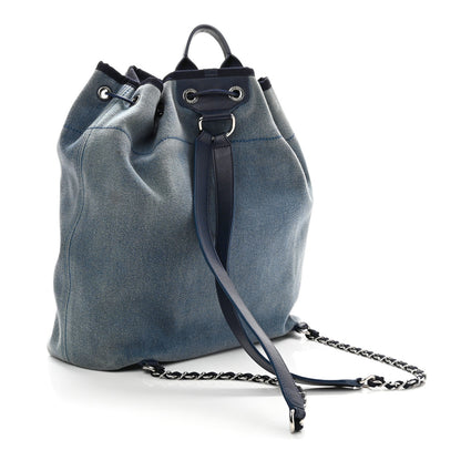Chanel Canvas Sequin Large Deauville Backpack Blue 3 of 10