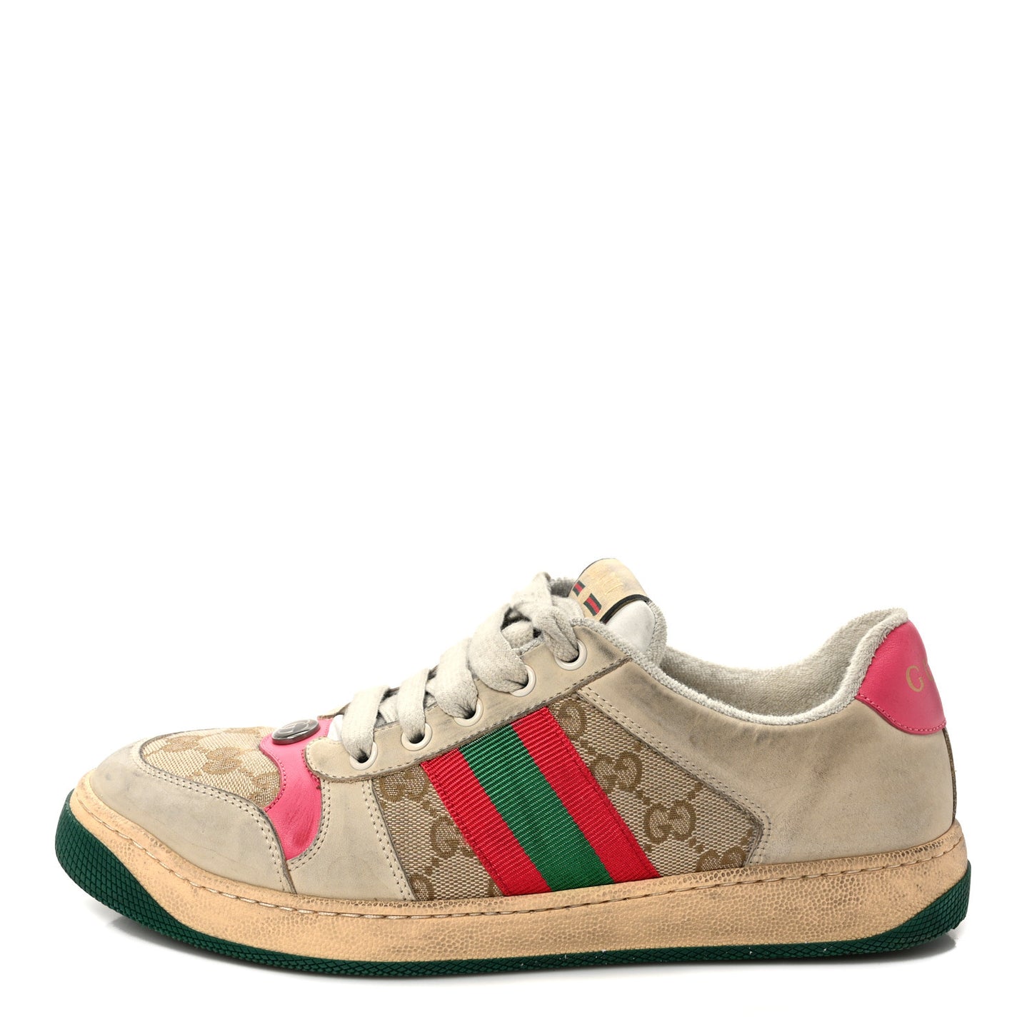 GG Monogram Nubuck Web Womens Screener Sneakers 39 New Sand Dusty Milk Pink