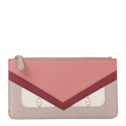 Fendi Vitello Elite Crystal Eye Monster Zip Pouch Grigio Polvere Ribes Multicolor 1 of 10