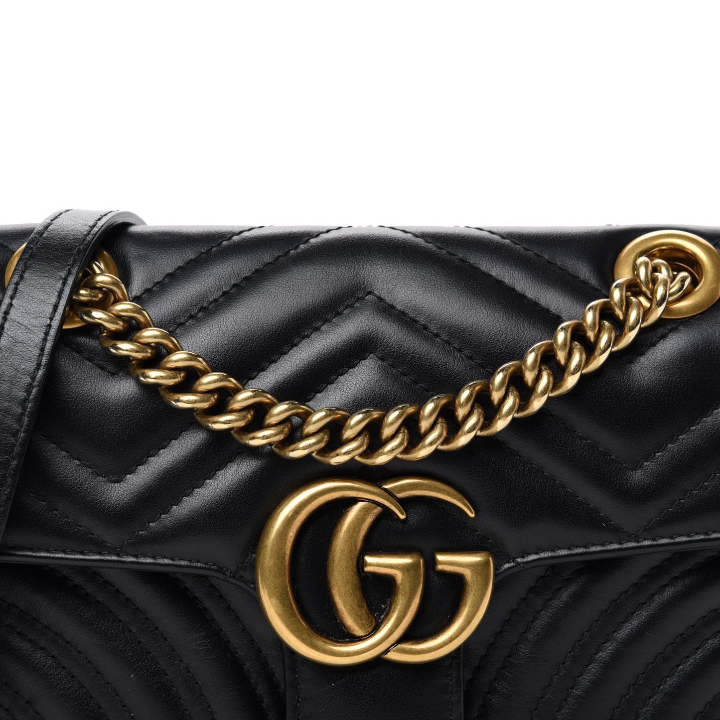 Calfskin Matelasse Mini GG Marmont Shoulder Bag Black