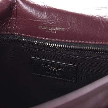 Saint Laurent Crinkled Calfskin Matelasse Monogram Medium Niki Chain Satchel Burgundy 8 of 9
