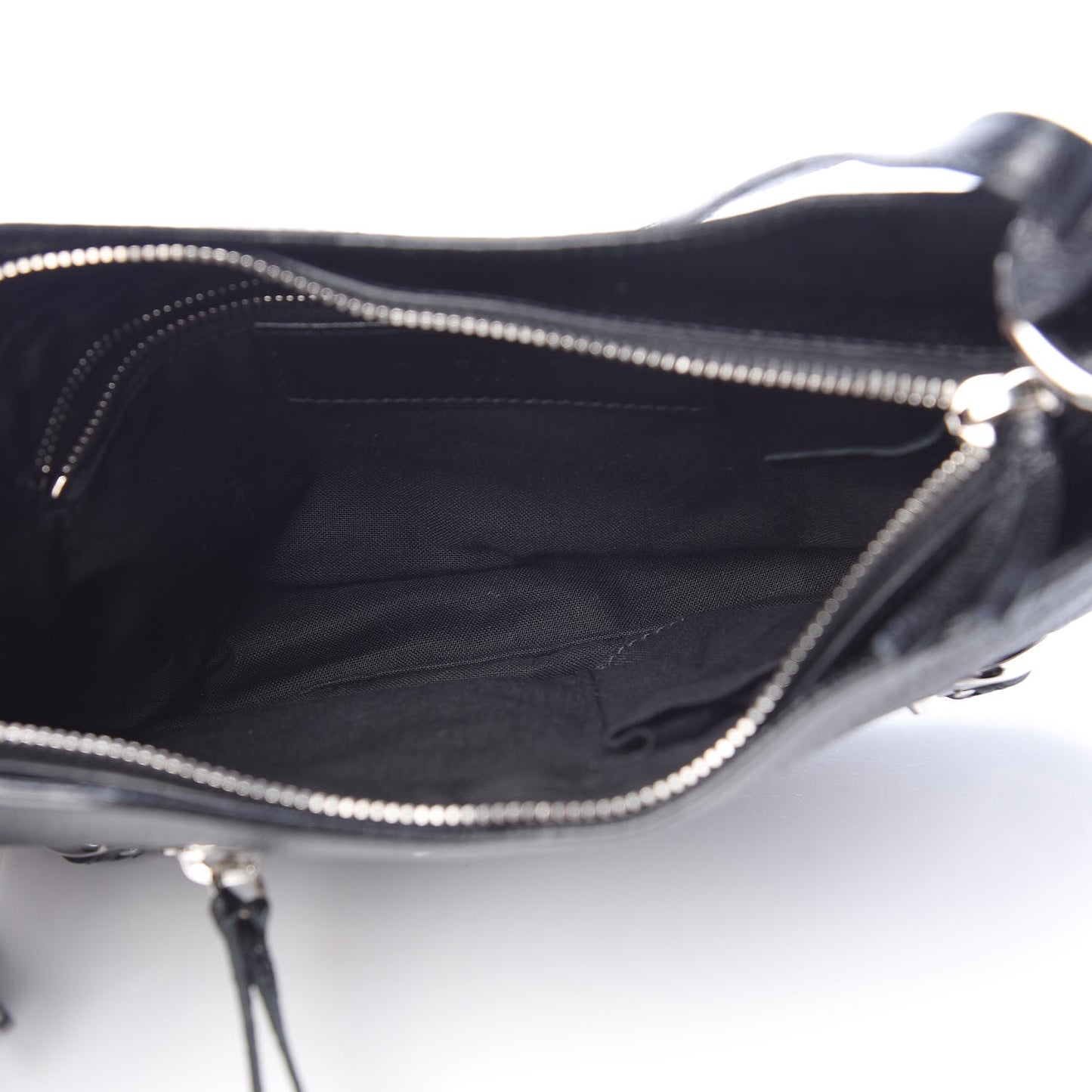Chevre Silver Metallic Edge Hardware Hip Black