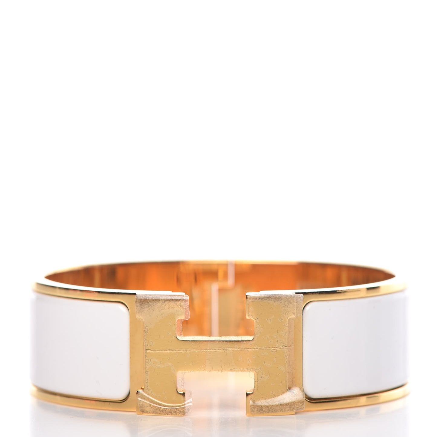 Enamel Wide Clic Clac H Bracelet GM White