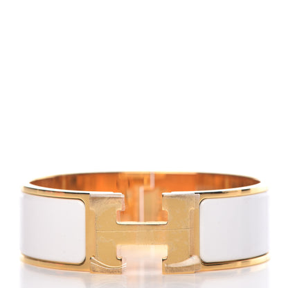 Hermes Enamel Wide Clic Clac H Bracelet GM White 1 of 5