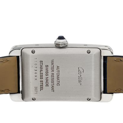 Cartier Stainless Steel Alligator 22mm Tank Americaine Automatic Watch Blue 4 of 5