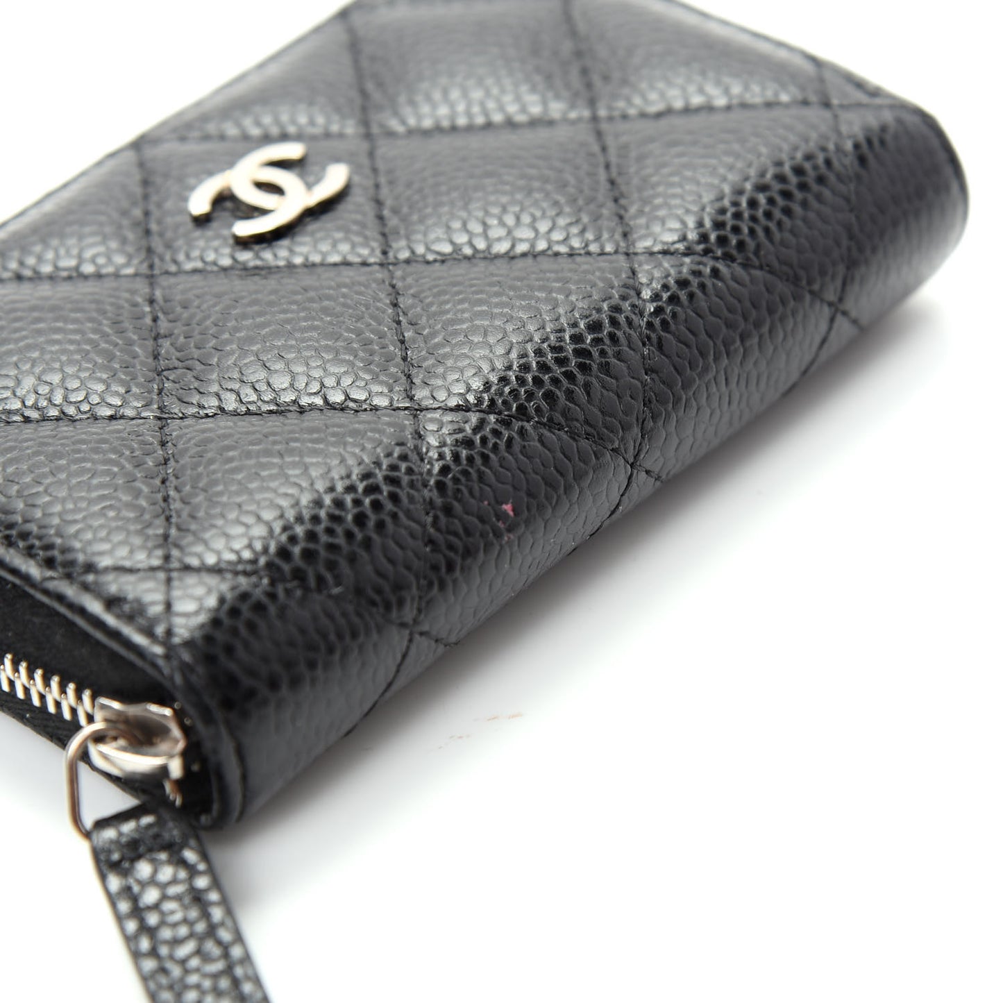 Caviar Quilted Zip Coin Purse Black