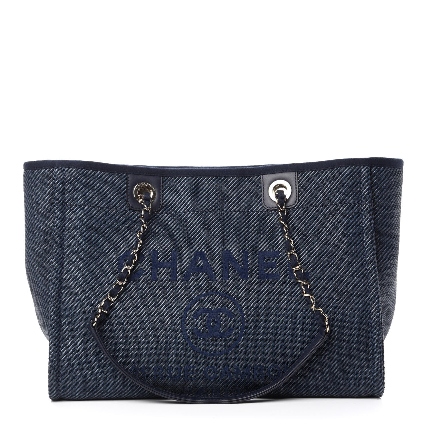 Chanel Mixed Fibers Small Deauville Tote Navy Blue 1 of 10