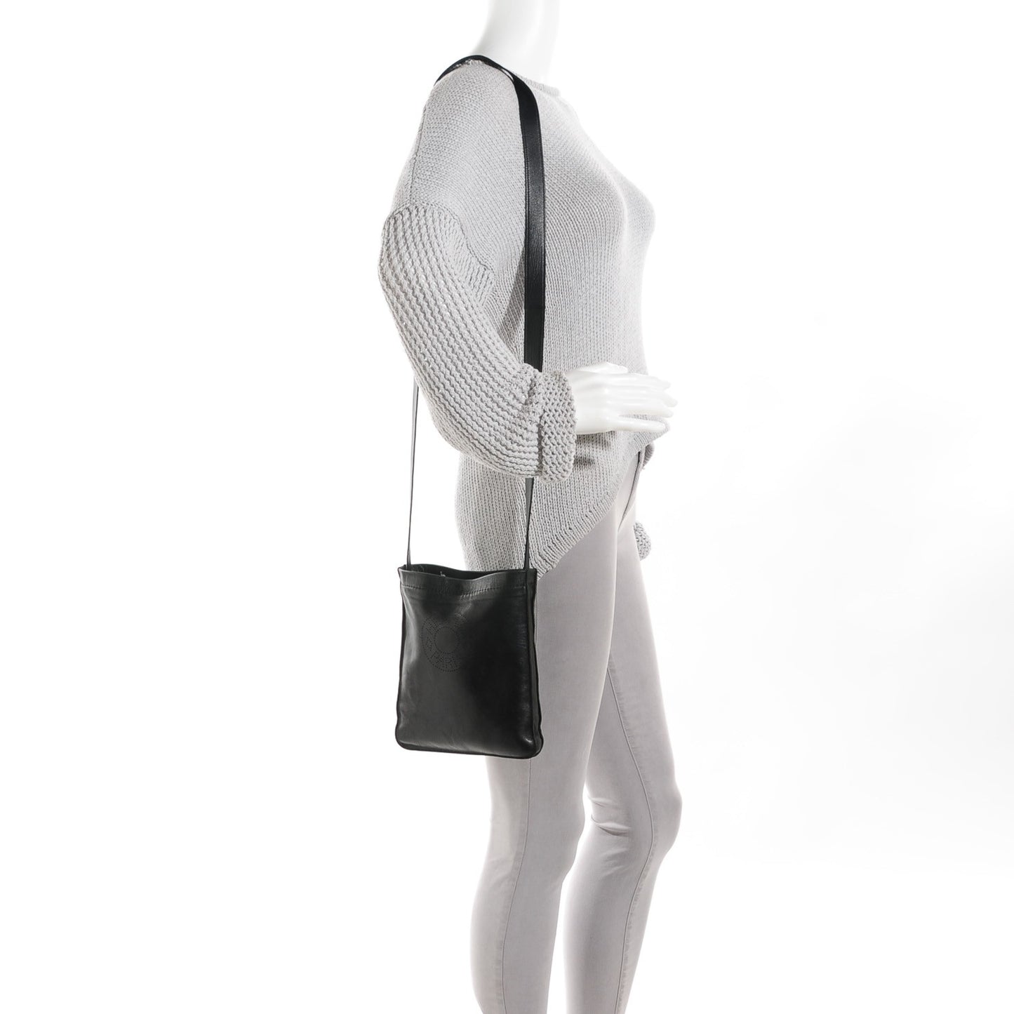 Lambskin Toudou Perfore Crossbody Black