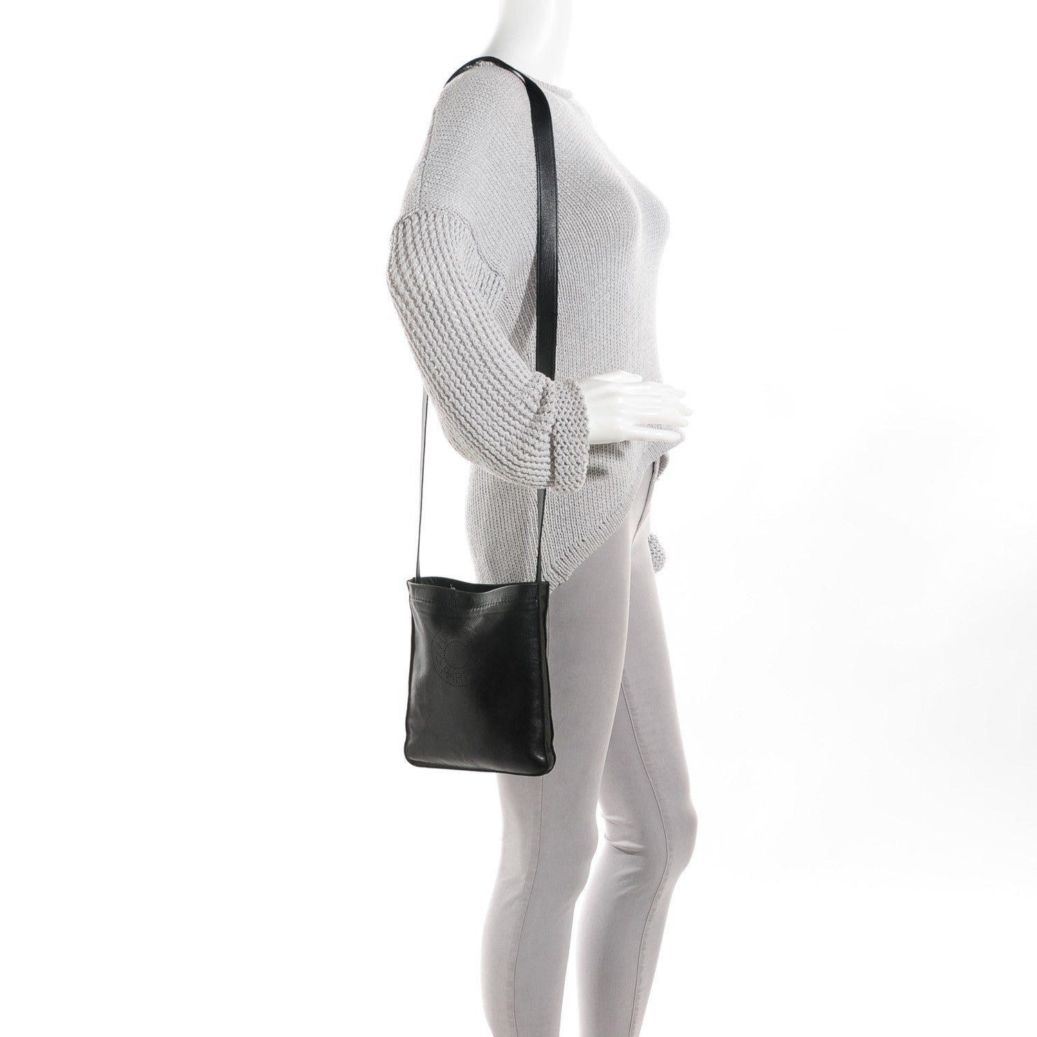 Hermes Lambskin Toudou Perfore Crossbody Black 6 of 13