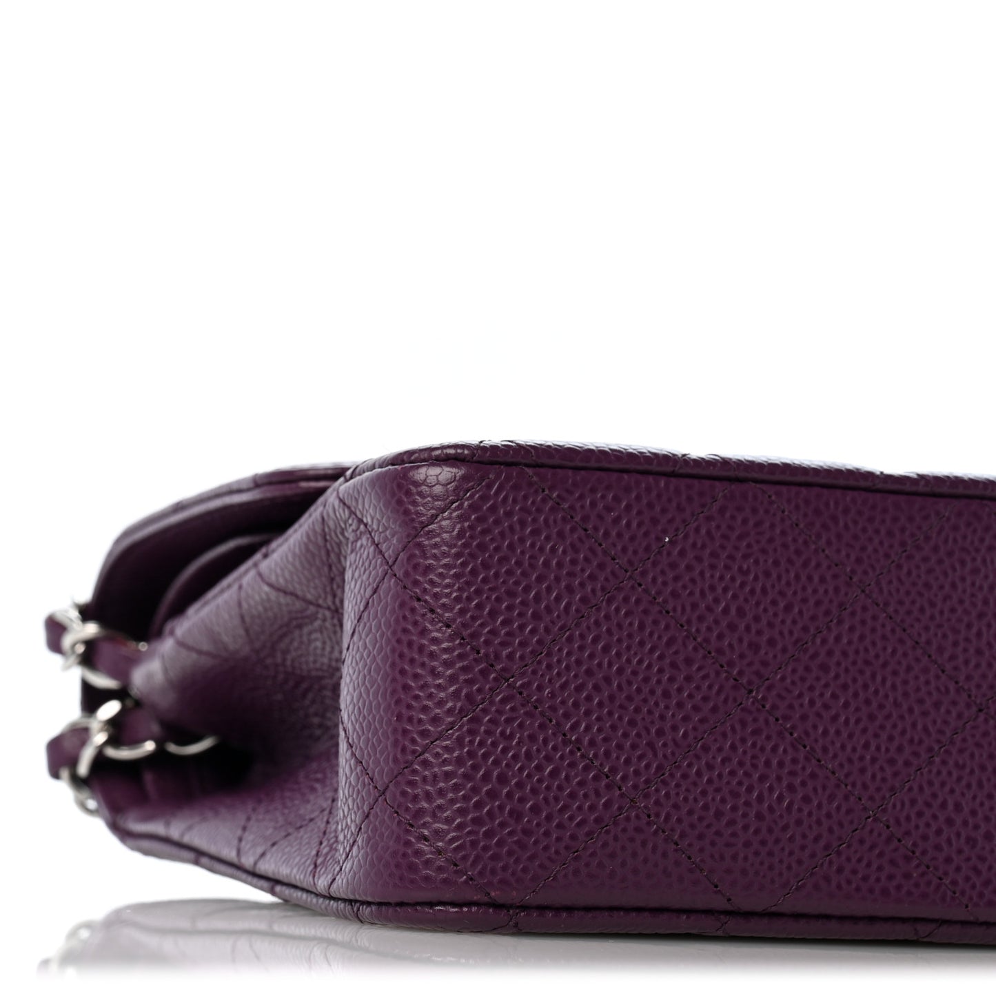 Caviar Quilted Medium Double Flap Purple