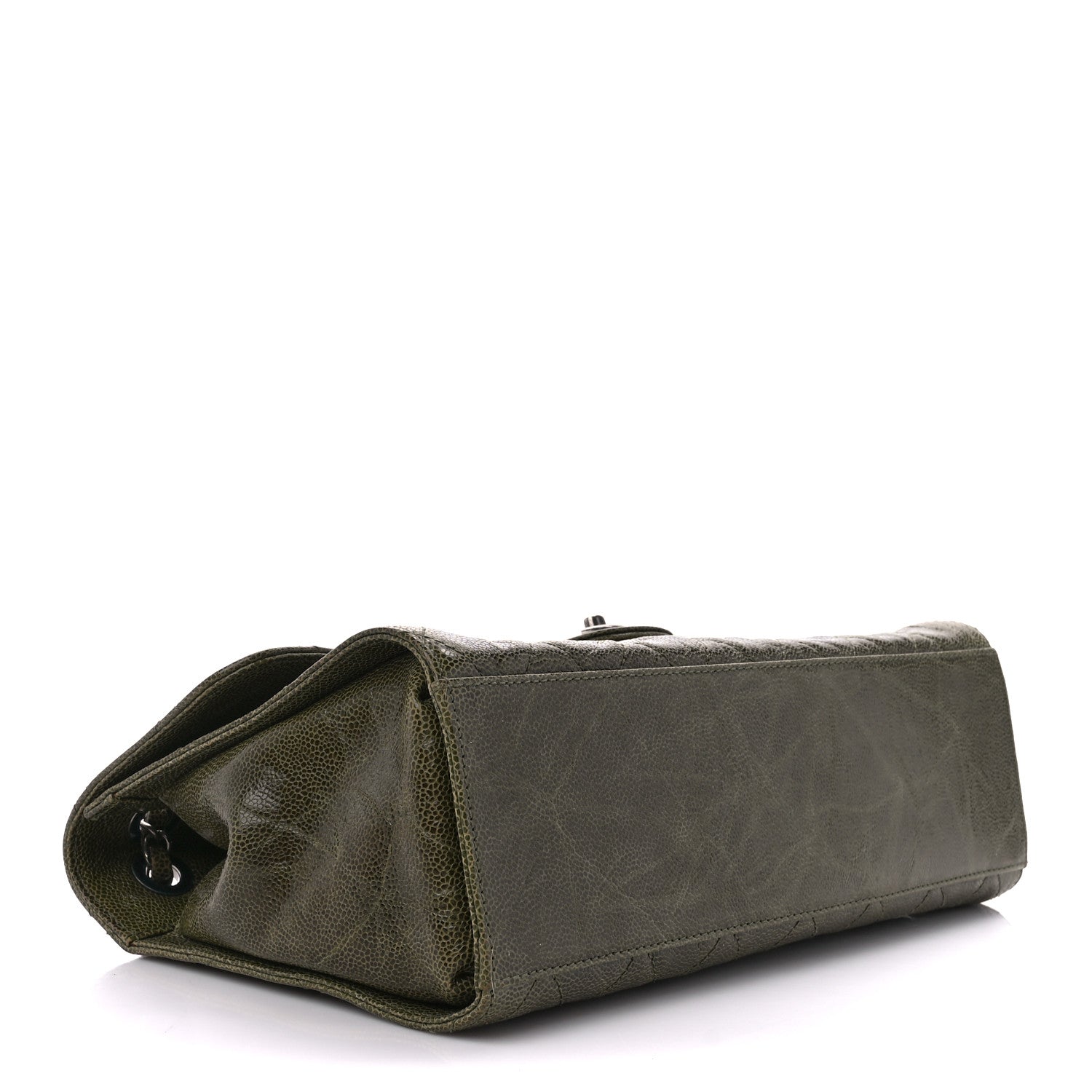 Chanel Crumpled Grained Calfskin Jumbo CC Crave Flap Green 4 of 11