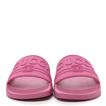 Gucci Rubber Womens Logo Slide Sandals 38 Fuchsia 2 of 10