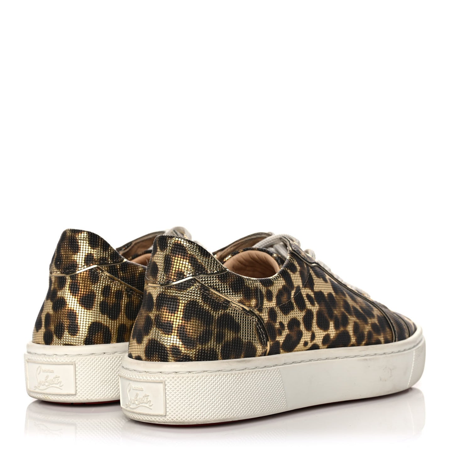 Calfskin Coins Leopard Womens Vieirissima Flat Sneakers 37 Gold