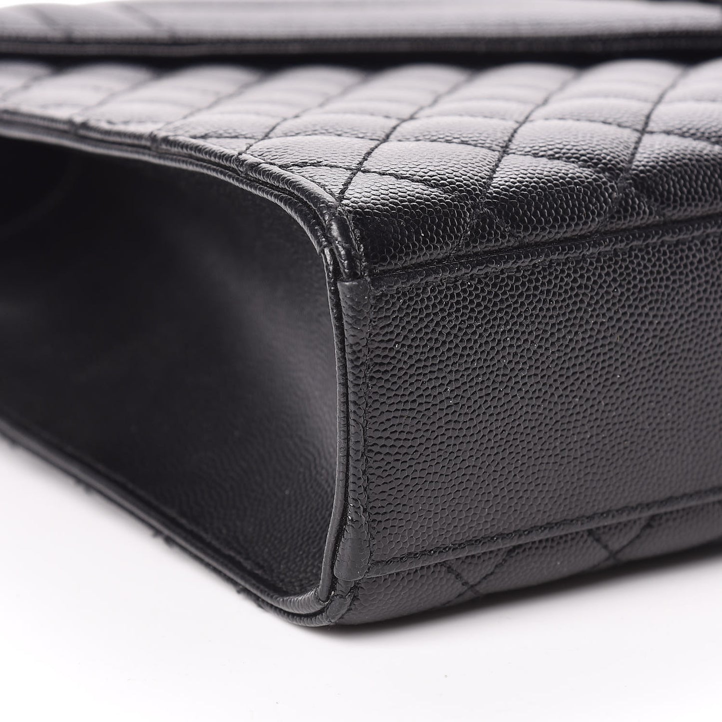 Grain De Poudre Textured Mixed Matelasse Large Triquilt Monogram Monochrome Satchel Black