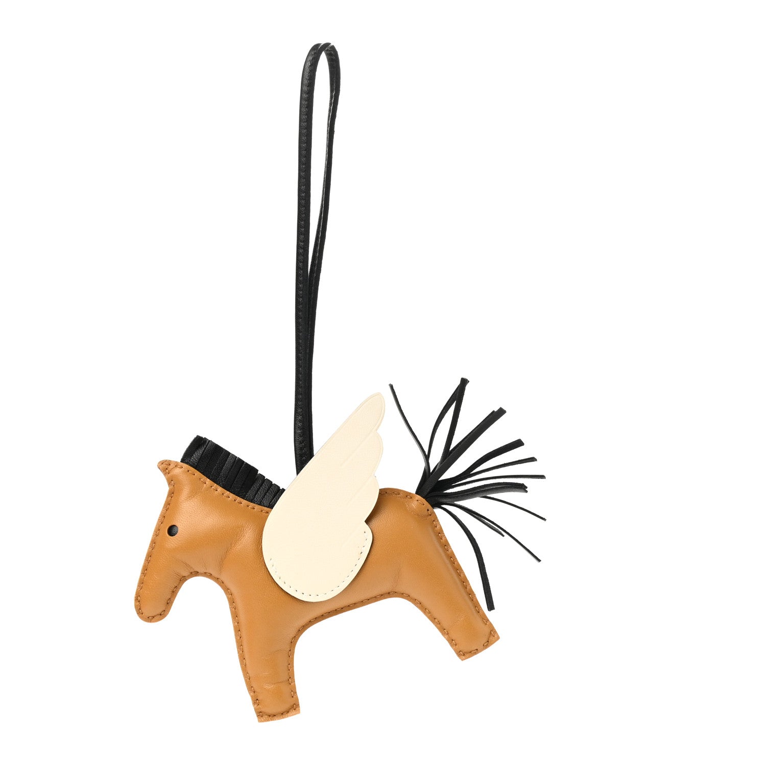 Hermes Milo Lambskin Grigri Rodeo Pegase Horse Bag Charm MM Sesame Black Nata 1 of 5