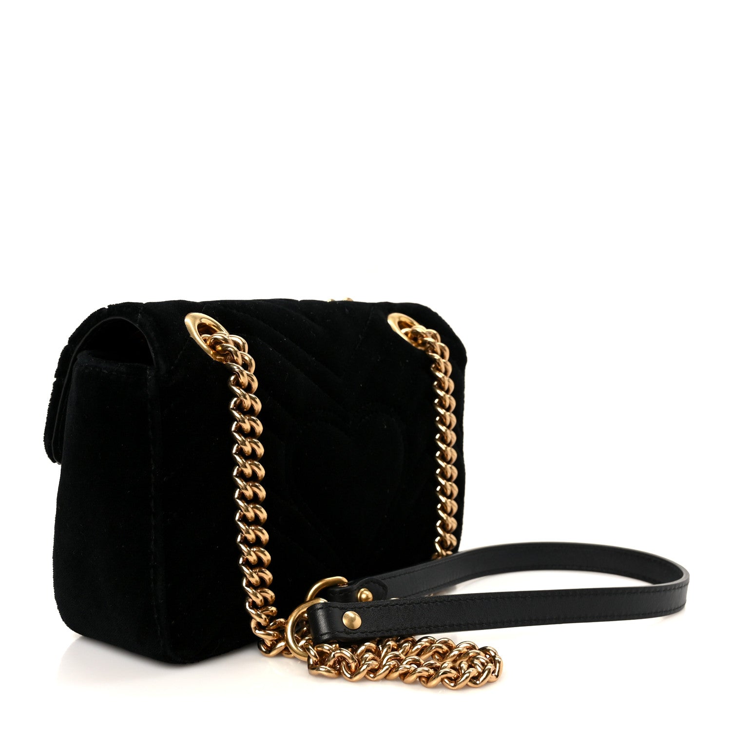 Gucci Velvet Matelasse Mini GG Marmont Shoulder Bag  Black 3 of 11