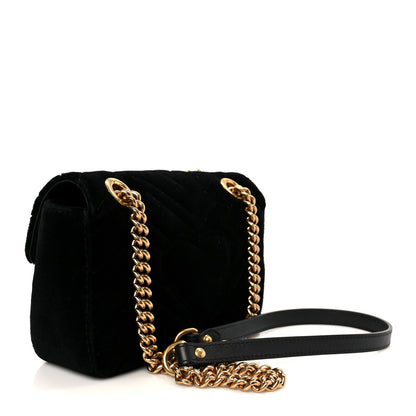 Gucci Velvet Matelasse Mini GG Marmont Shoulder Bag  Black 3 of 11
