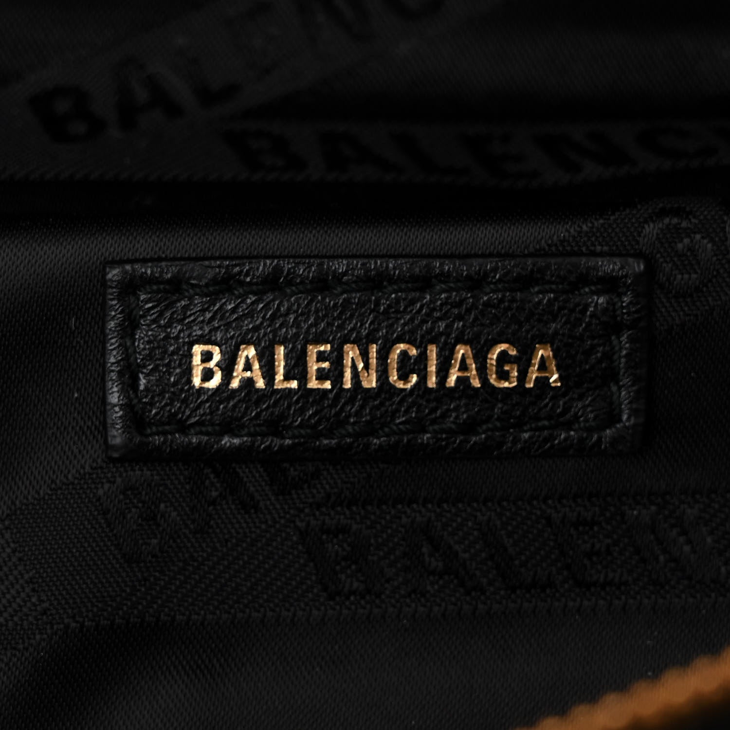 Balenciaga Shiny Goatskin Allover Logo Embossed XS Souvenir Belt Bag Black 6 of 10