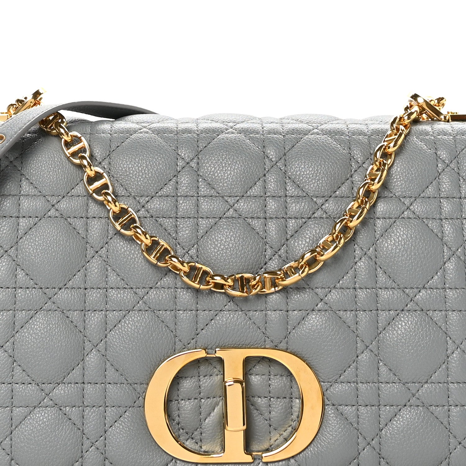 Christian Dior Grained Calfskin Cannage Large Caro Bag Grey Stone 8 of 12