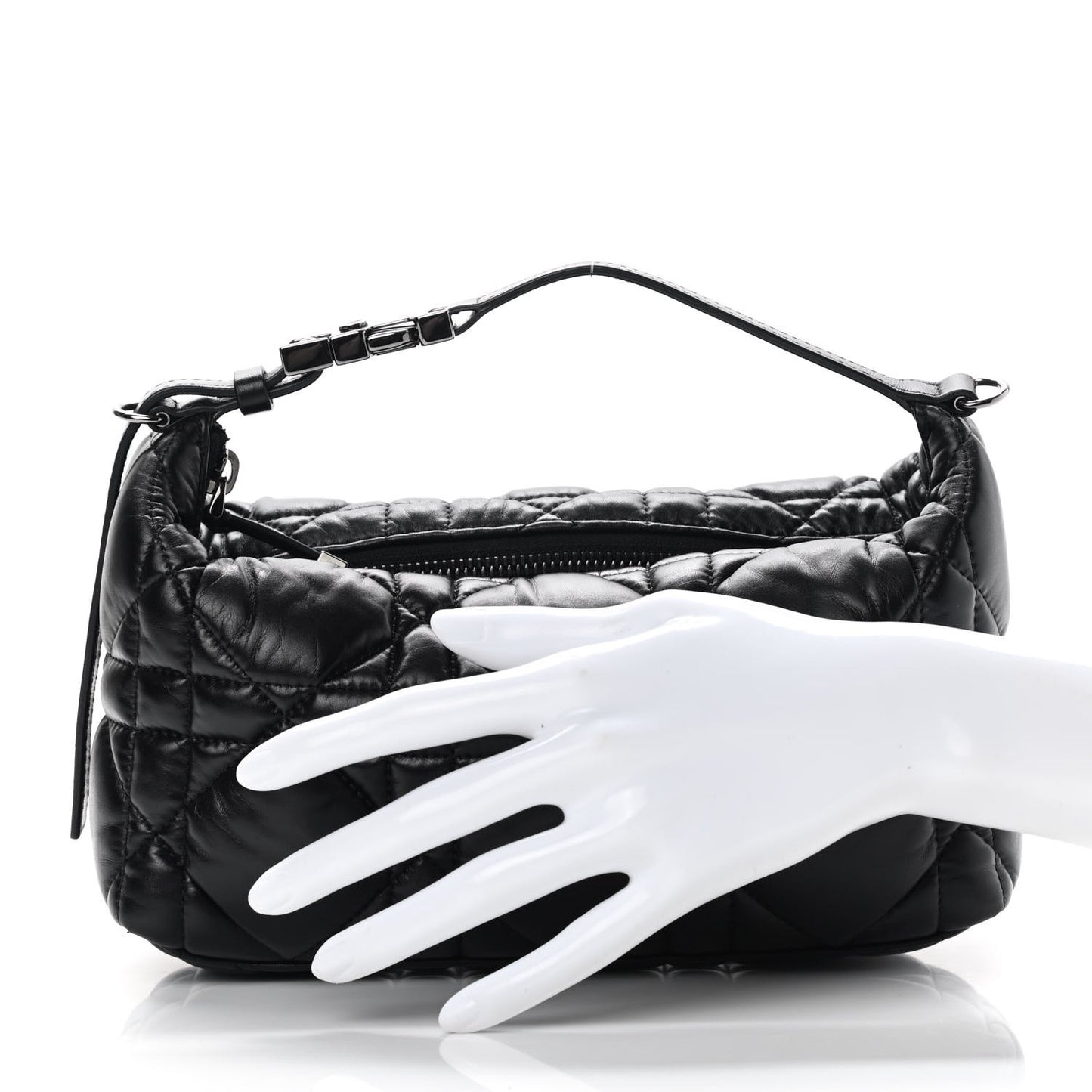 Calfskin Macrocannage Medium Diortravel Nomad Pouch Black
