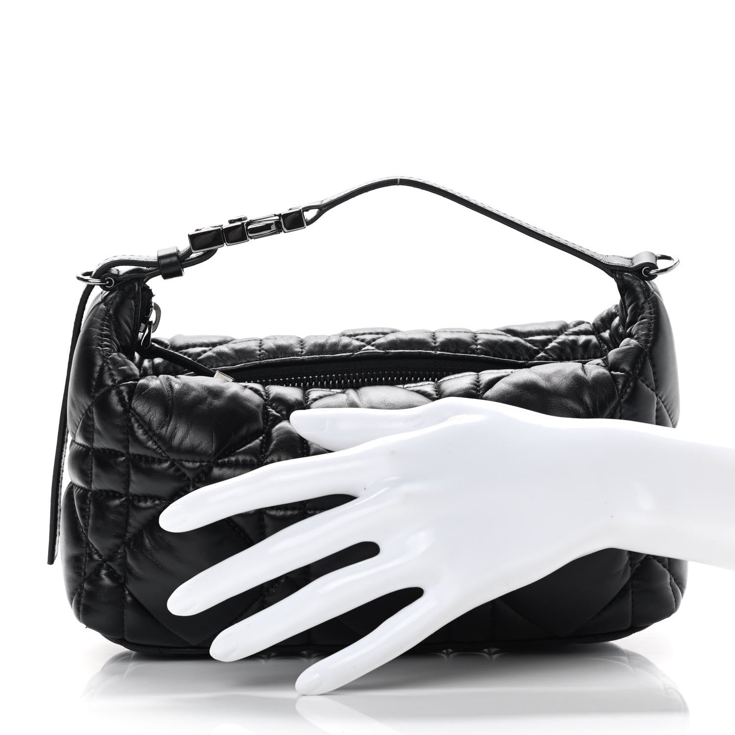 Christian Dior Calfskin Macrocannage Medium Diortravel Nomad Pouch Black 2 of 8