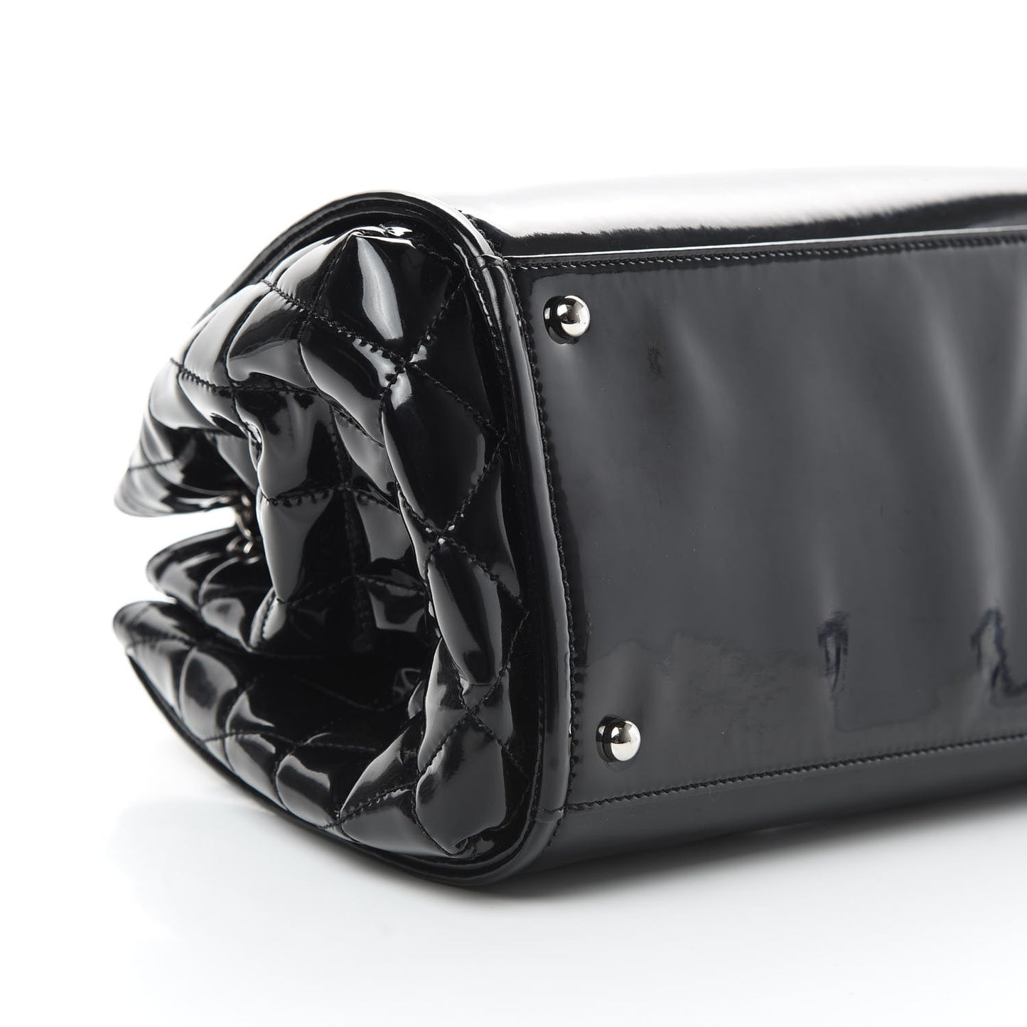 Vinyl Lipstick Ligne Accordion Tote Black