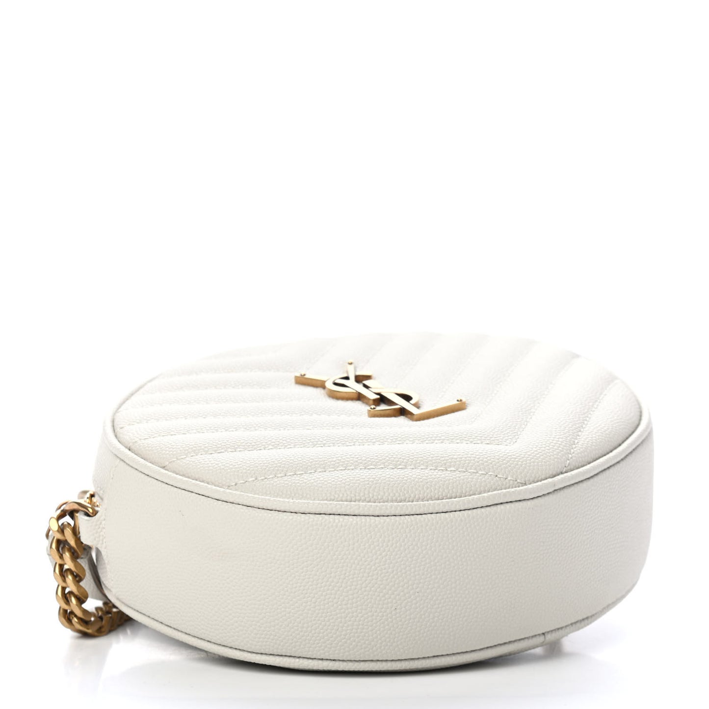 Grain De Poudre Matelasse Chevron Quilted Round Vinyle Camera Bag Crema Soft