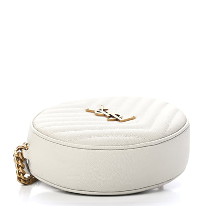 Saint Laurent Grain De Poudre Matelasse Chevron Quilted Round Vinyle Camera Bag Crema Soft 3 of 4