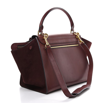 Celine Smooth Calfskin Suede Medium Trapeze Burgundy 2 of 15
