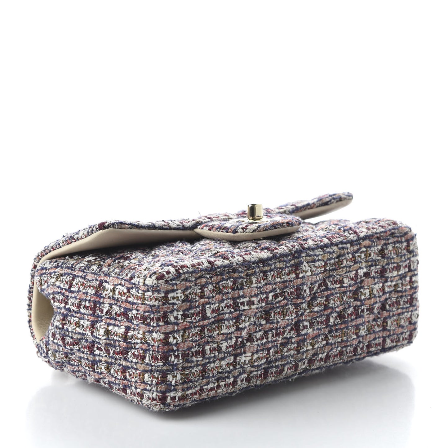 Tweed Quilted Mini Rectangular Flap Pink
