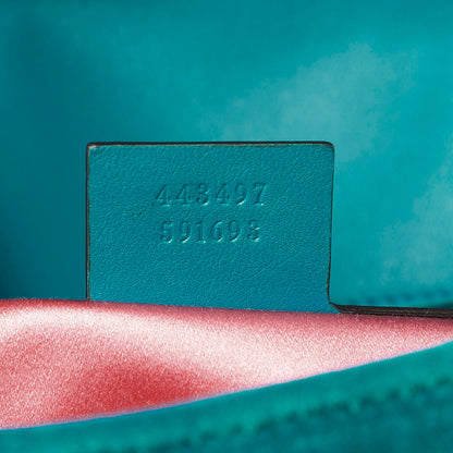 Gucci Velvet Matelasse Small GG Marmont Shoulder Bag Pavone Cyan 7 of 13