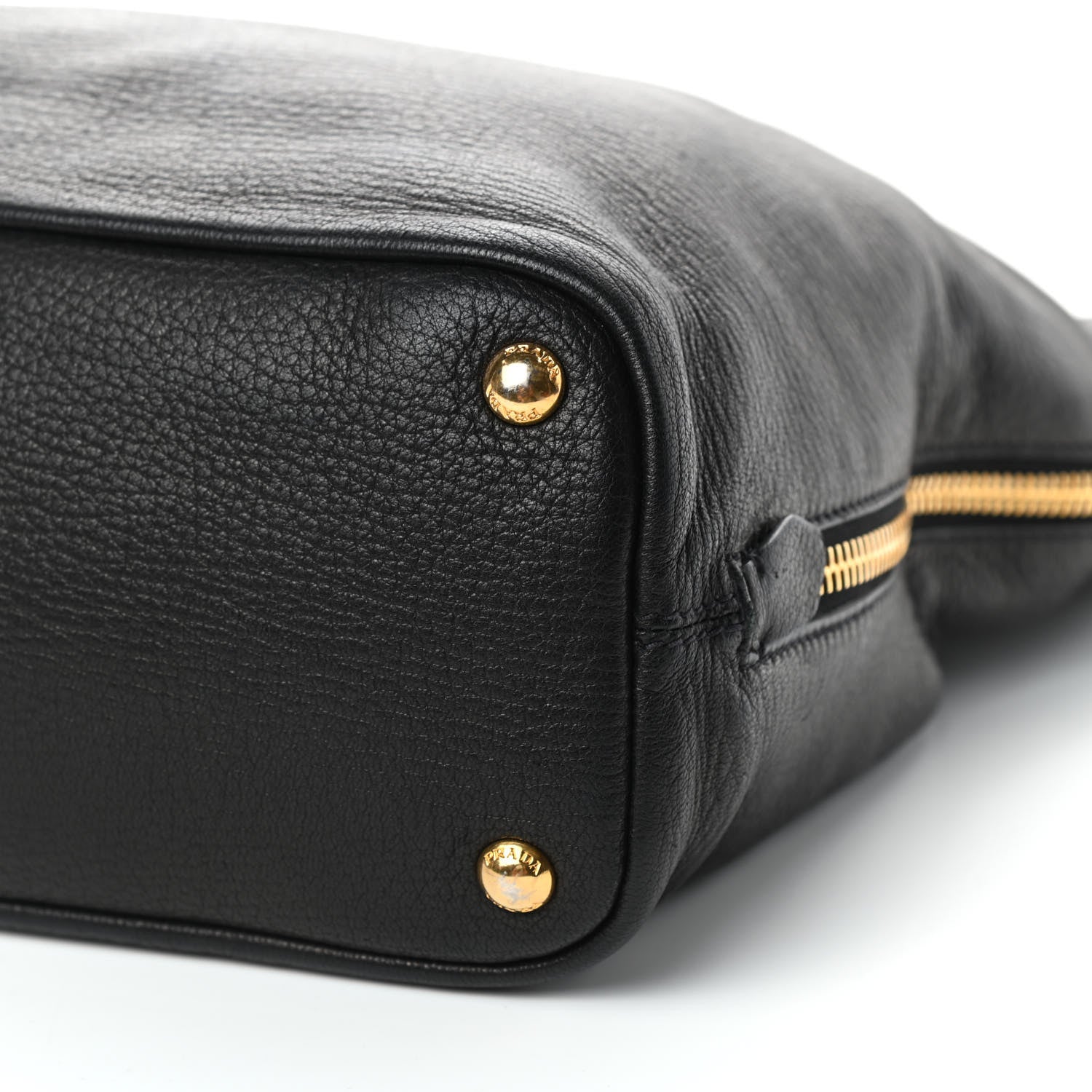 Prada Cervo Deerskin Side Zip Tote Black 8 of 9