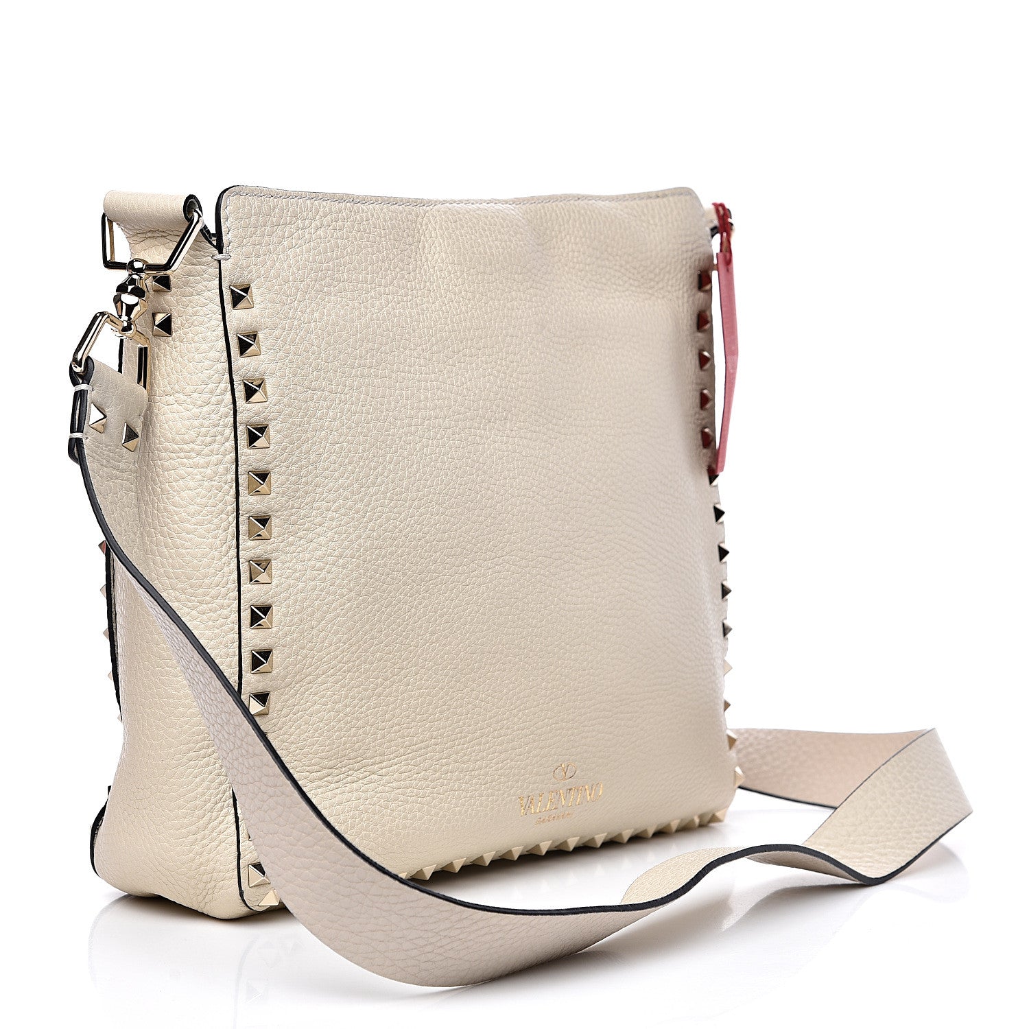 Valentino Garavani Pebbled Calfskin Small Rockstud Flip-Lock Messenger Bag Light Ivory 2 of 8