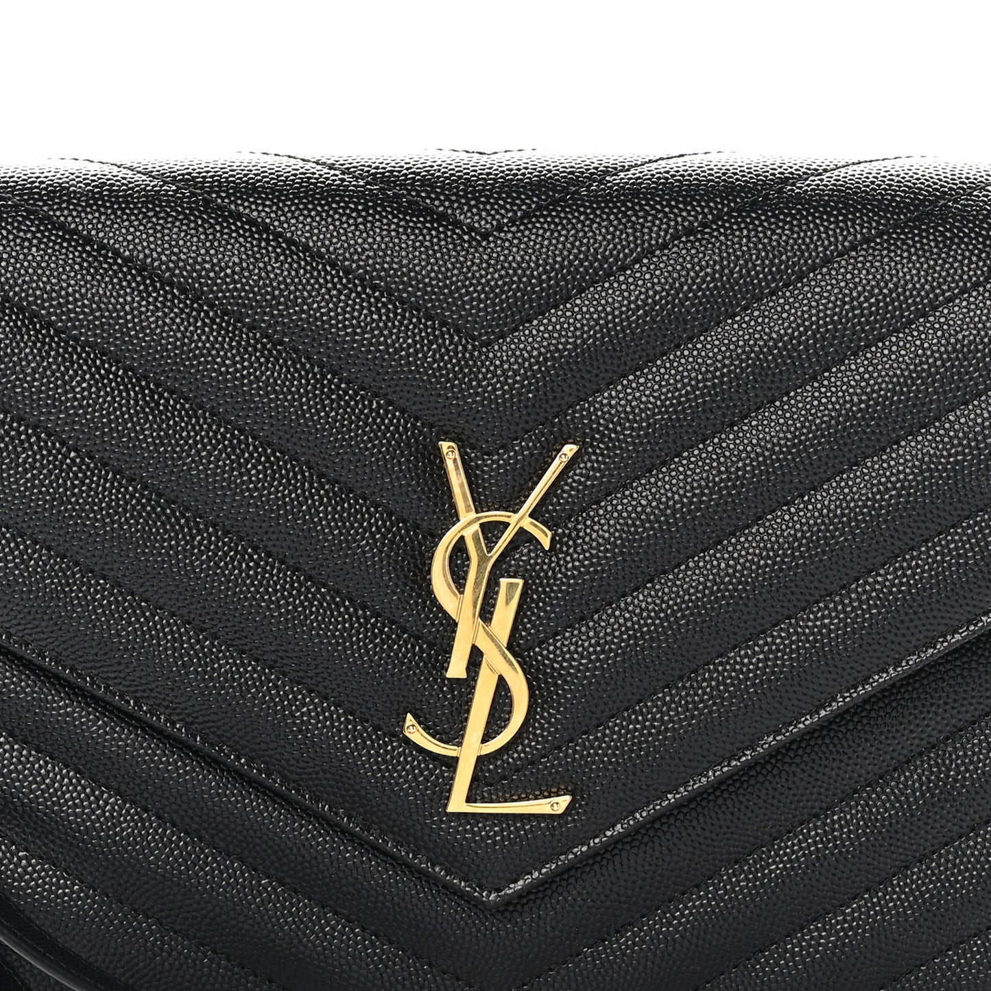 Grain De Poudre Matelasse Chevron Monogram Envelope Clutch Black