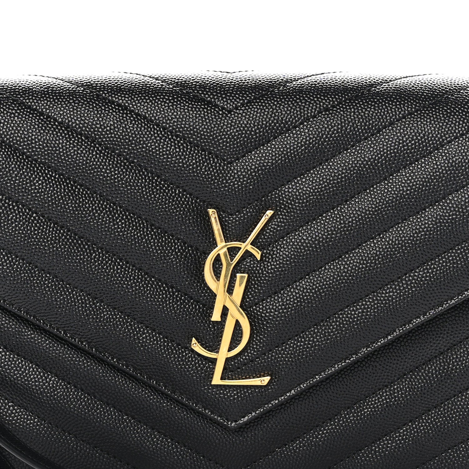 Saint Laurent Grain De Poudre Matelasse Chevron Monogram Envelope Clutch Black 8 of 8