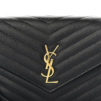 Saint Laurent Grain De Poudre Matelasse Chevron Monogram Envelope Clutch Black 8 of 8