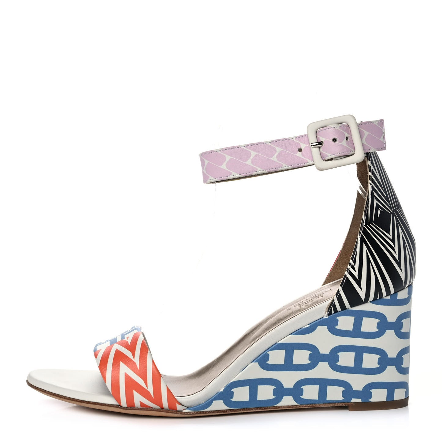 Calfskin Printed Acapulco Wedge Sandals 38.5 Multicolor