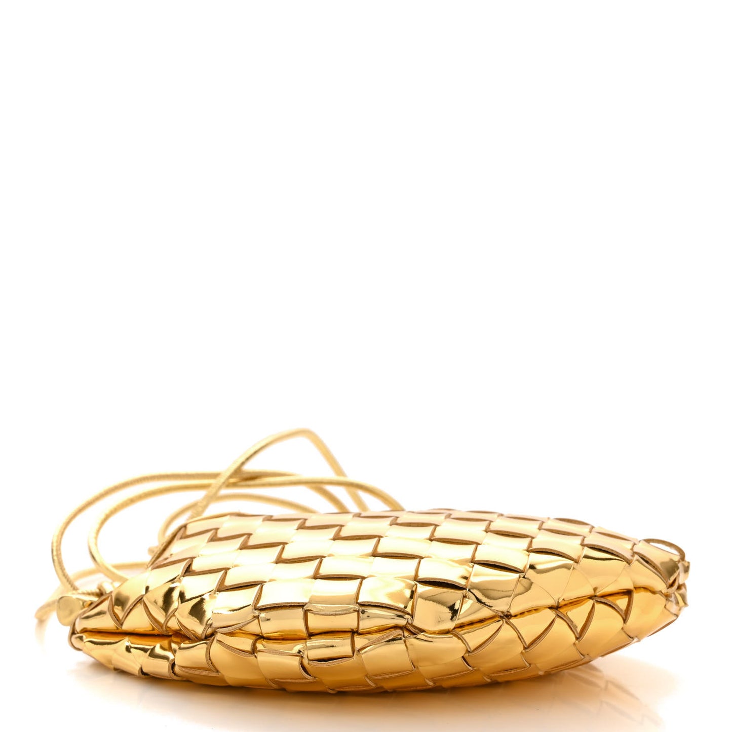 Mirror Laminated Nappa Intrecciato Mini Sardine Bag Gold